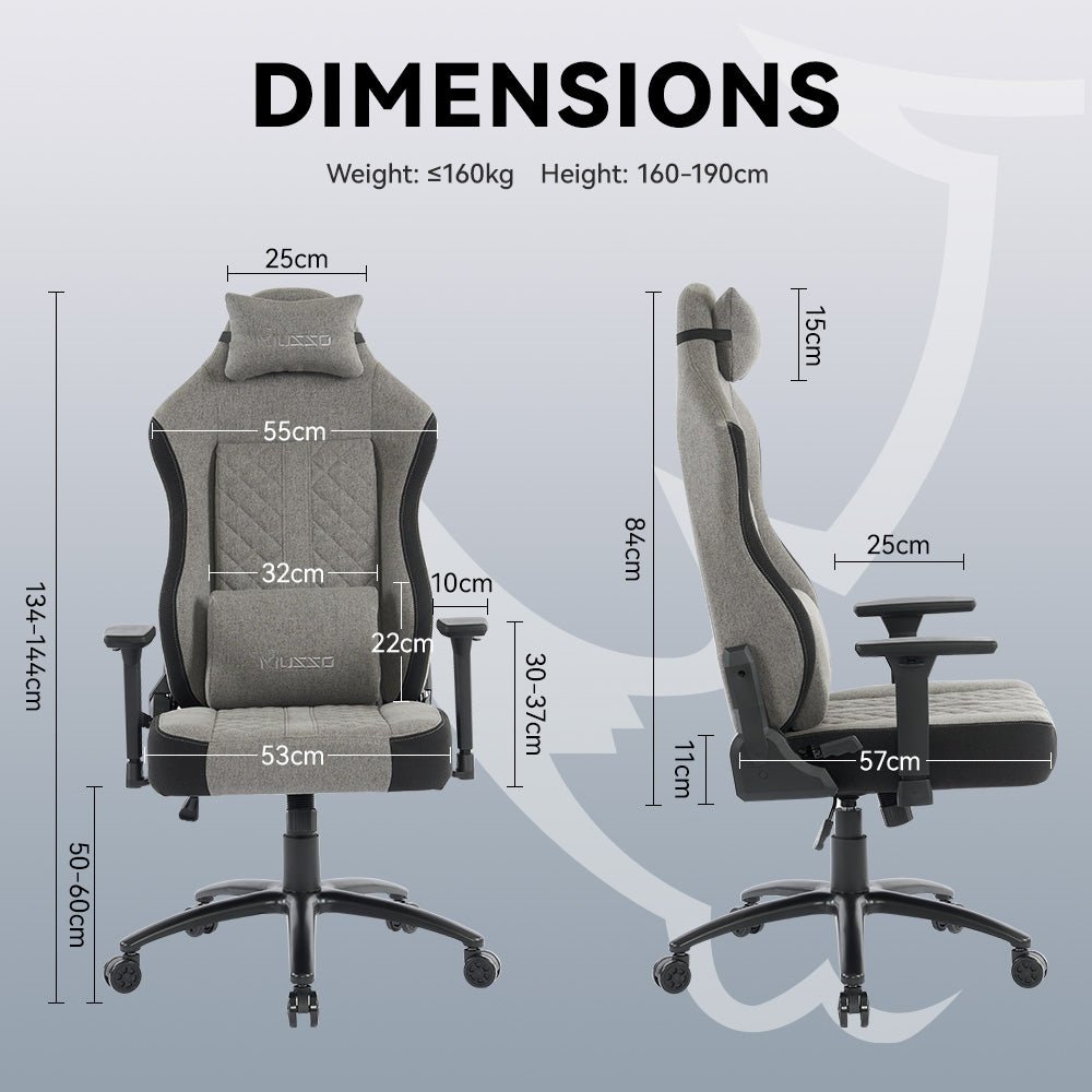 MUSSO Aeolus Series Fabric Computer Gaming Chair 199P XL SIZE 3D Armrest at Fabric