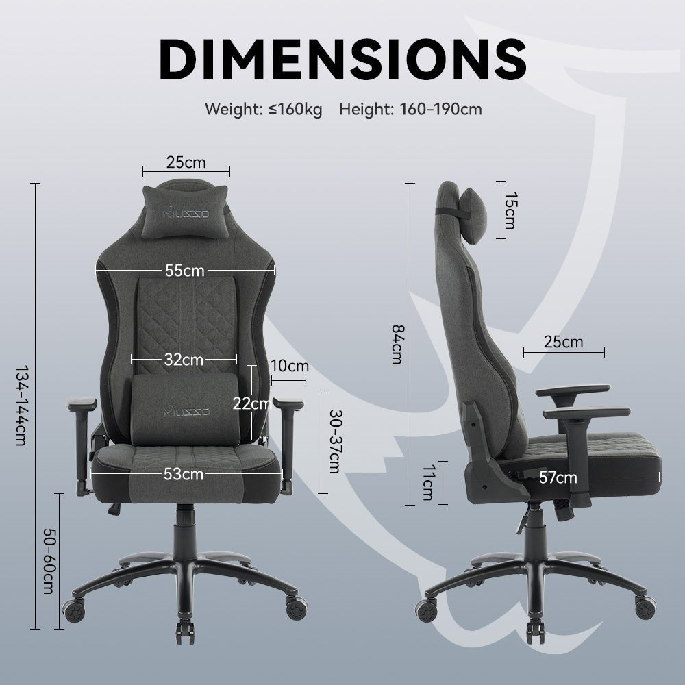 MUSSO Aeolus Series Fabric Computer Gaming Chair 199P XL SIZE 3D Armrest at Fabric