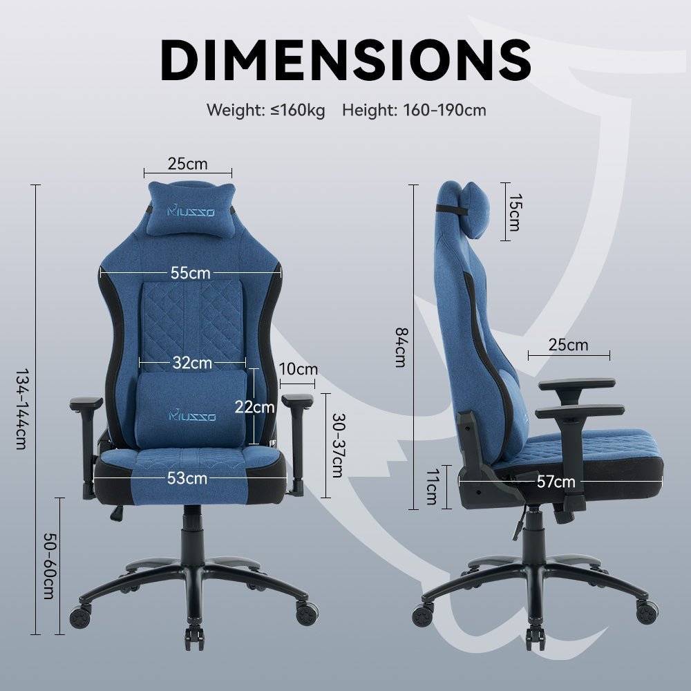 MUSSO Aeolus Series Fabric Computer Gaming Chair 199P XL SIZE 3D Armrest and Fabric KOL