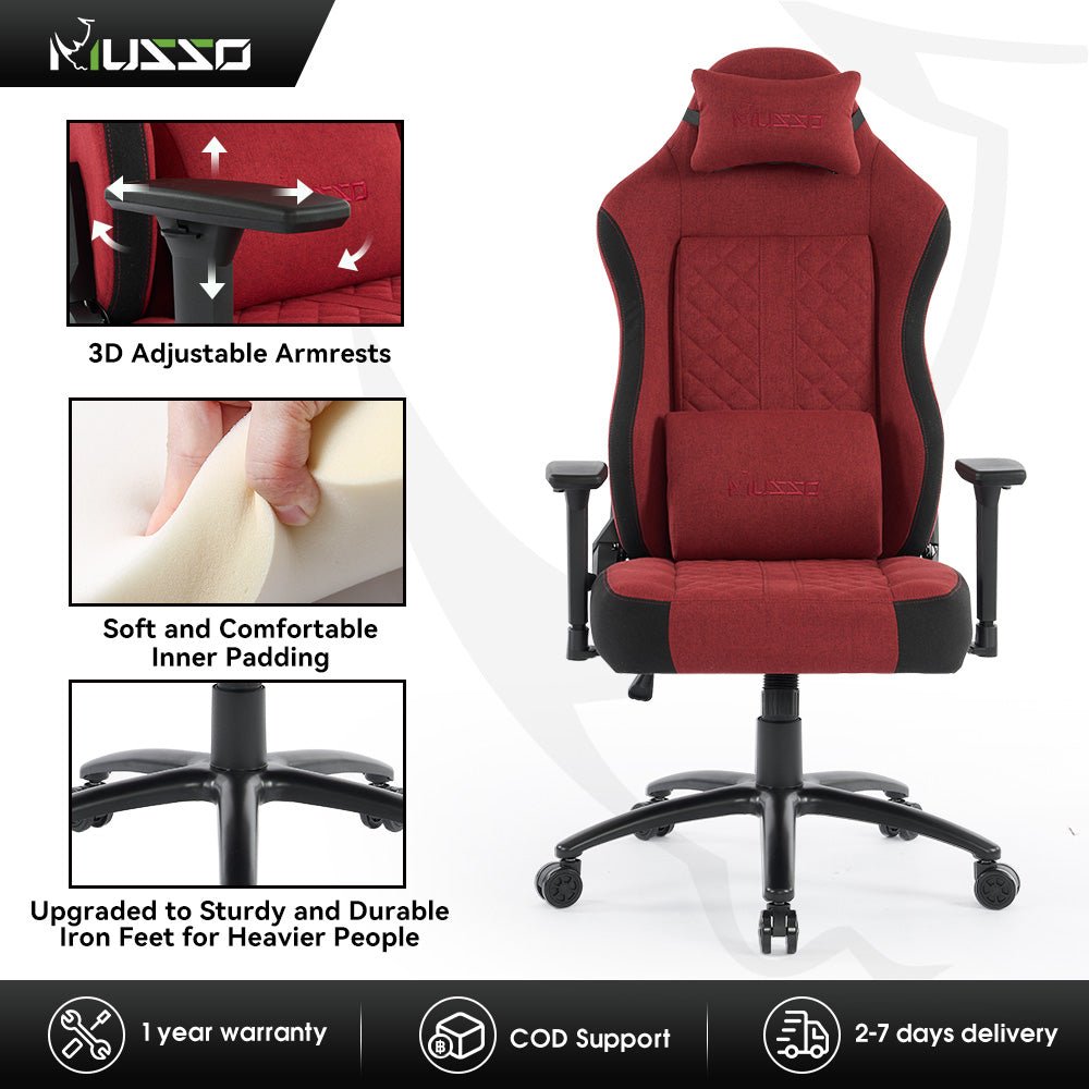 MUSSO Aeolus Series Fabric Computer Gaming Chair 199P XL SIZE 3D Armrest and Fabric KOL