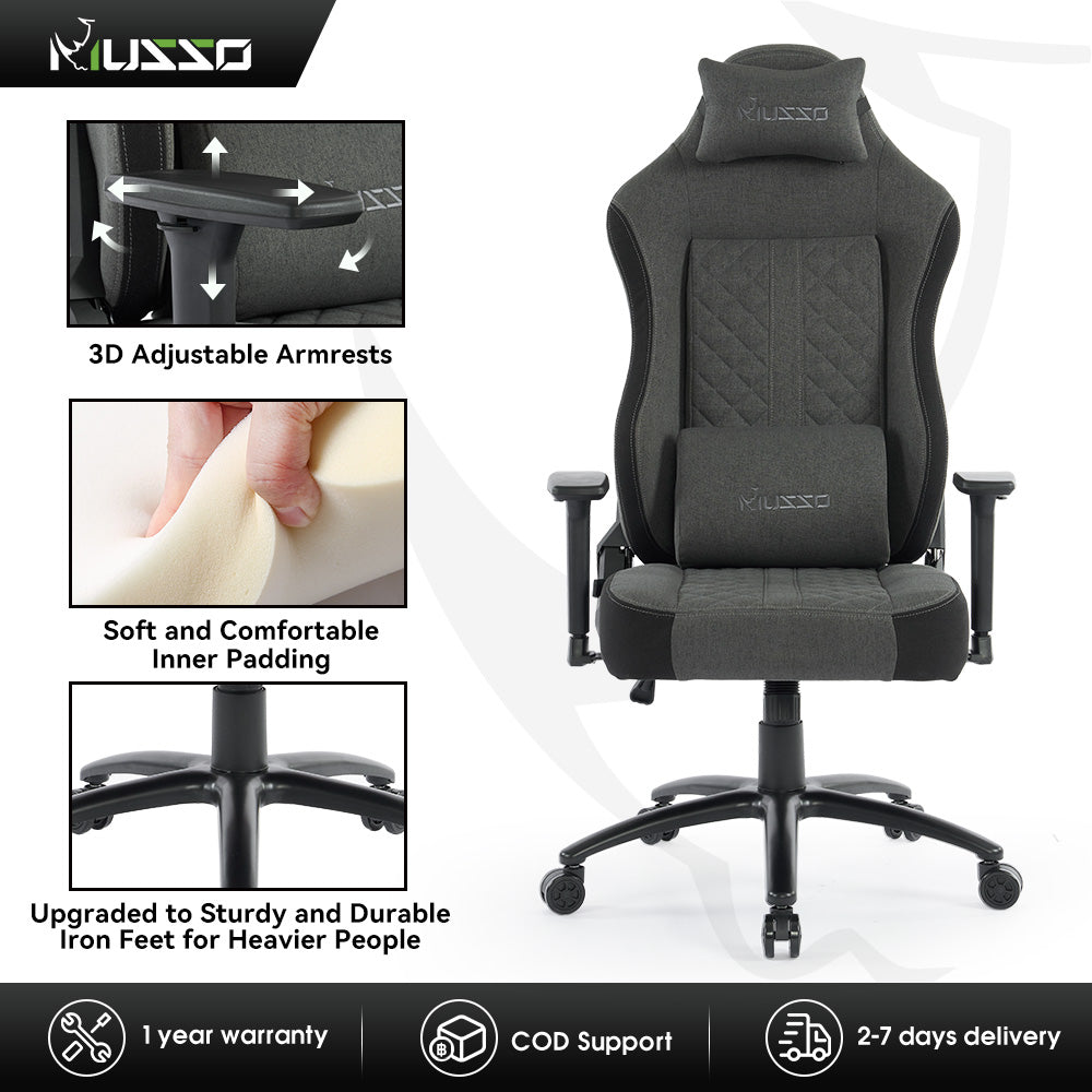 MUSSO Aeolus Series Fabric Computer Gaming Chair 199P XL SIZE 3D Armrest at Fabric