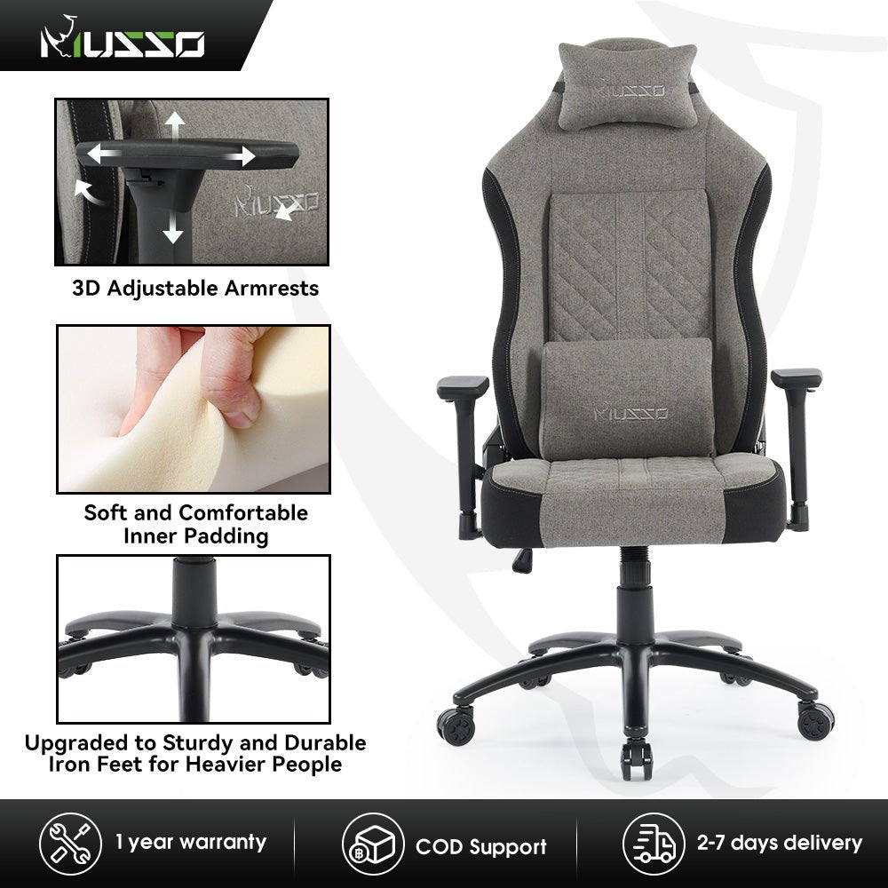 MUSSO Aeolus Series Fabric Computer Gaming Chair 199P XL SIZE 3D Armrest at Fabric