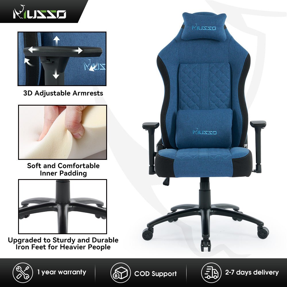 MUSSO Aeolus Series Fabric Computer Gaming Chair 199P XL SIZE 3D Armrest and Fabric KOL