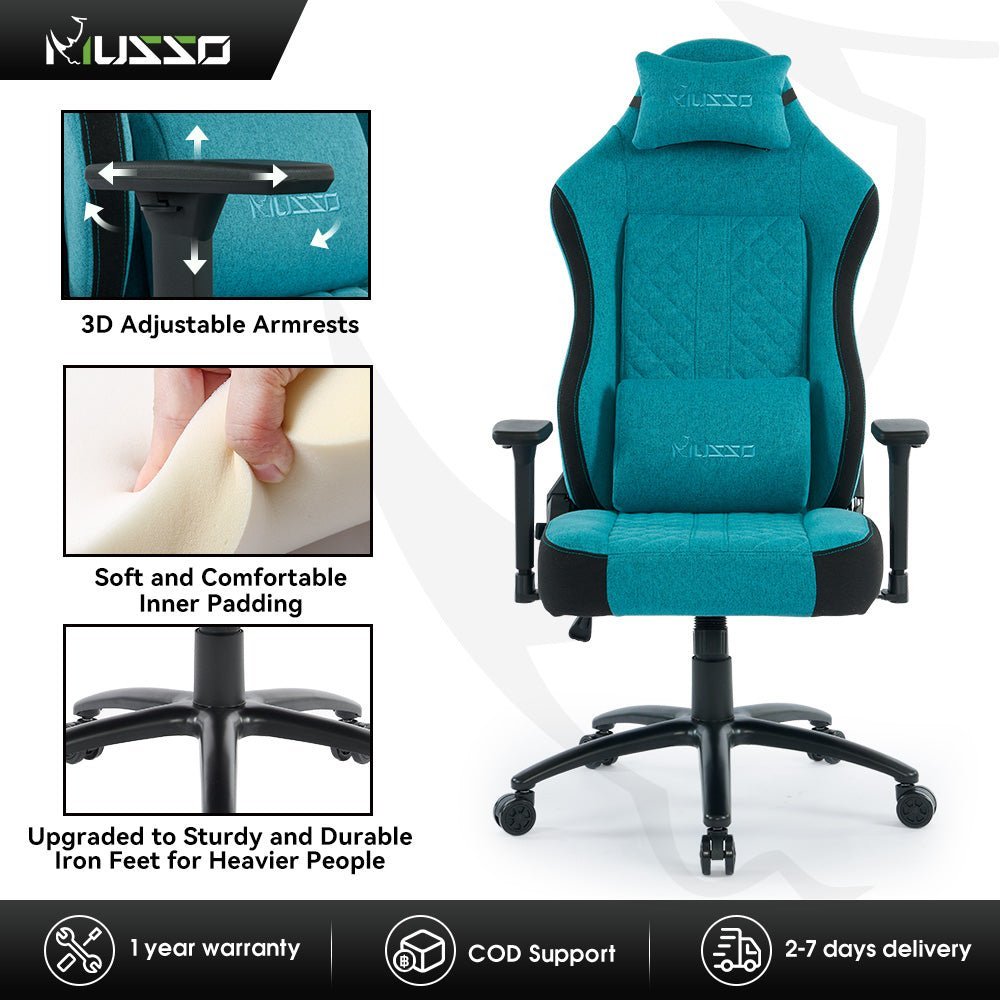 MUSSO Aeolus Series Fabric Computer Gaming Chair 199P XL SIZE 3D Armrest and Fabric KOL